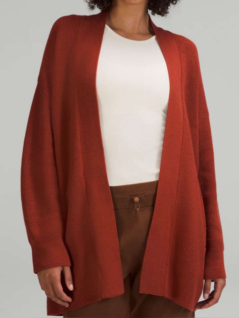 Lululemon Merino Wool Blend Ribbed Long Wrap Sweater 0 Cayenne W3GKBS